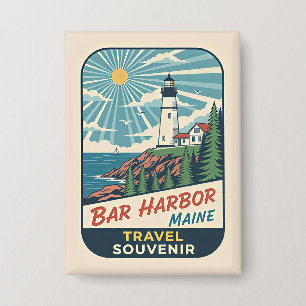 Bar Harbor, Maine Retro Vuurtoren jaren 50 Button