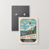 Bar Harbor, Maine Retro Vuurtoren jaren 50 Button (Voorkant / Achterkant)