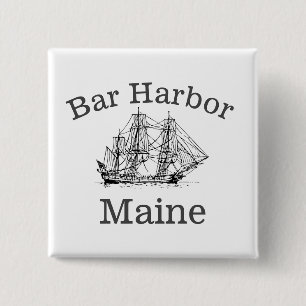 Bar Harbor Maine Vierkante Button 5,1 Cm
