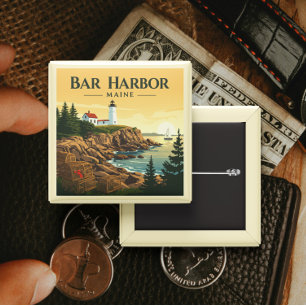 Bar Harbor Maine Vierkante Button 5,1 Cm
