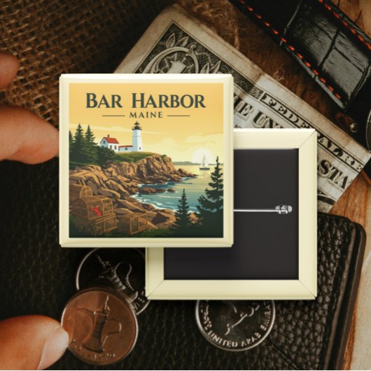  Bar Harbor Maine Vierkante Button 5,1 Cm