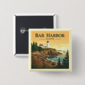  Bar Harbor Maine Vierkante Button 5,1 Cm (Voorkant /achterkant)