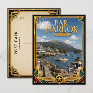Bar Harbor Maine Vintage Art Deco Gouden Tijdperk Briefkaart