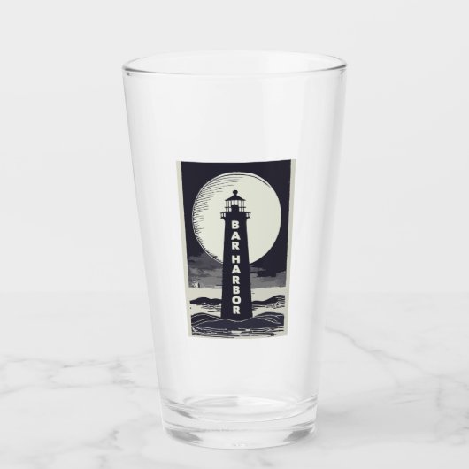 Bar Harbor Maine Vuurtoren Maan Glas (Voorkant)