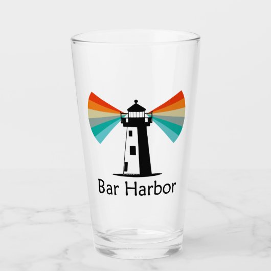 Bar Harbor Maine Vuurtoren Regenboog Glas (Voorkant)