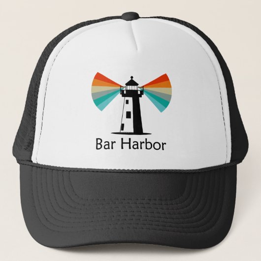 Bar Harbor Maine Vuurtoren Regenboog Trucker Pet (Voorkant)