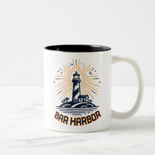 Bar Harbor Maine Vuurtoren Zonsopgang Tweekleurige Koffiemok