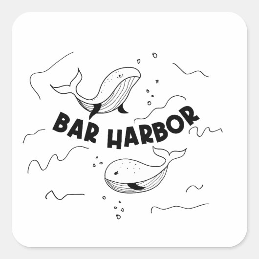 Bar Harbor Maine Walvissen Vierkante Sticker (Voorkant)