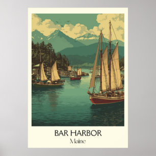 Bar Harbor Maine  zeilboten Kustkunst Poster