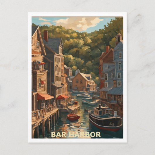 Bar Harbor ME Graphic Art Design Briefkaart (Voorkant)