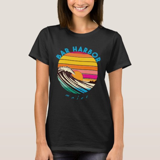 Bar Harbor Retro 1980s Beach Style Maine T-shirt (Voorkant)