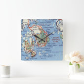 Bar Harbour en Acadia National Park Map Vierkante Klok (Huis)