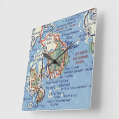Bar Harbour en Acadia National Park Map Vierkante Klok (Hoek)