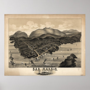 Bar Harbour Maine 1886 Antiek Panorama Poster
