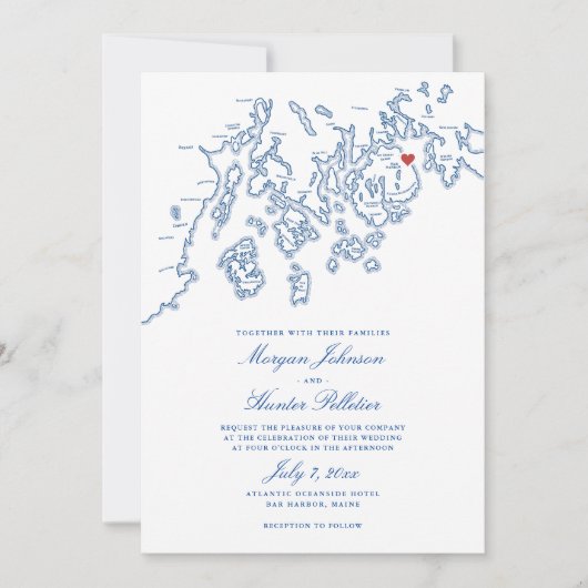 Bar Harbour Maine All-in-One QR-code RSVP Bruiloft Kaart (Voorkant)