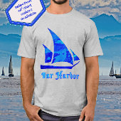 Bar Harbour Maine Blauwe Waterverf Zeilboot T-shirt