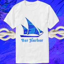 Bar Harbour Maine Blauwe Waterverf Zeilboot