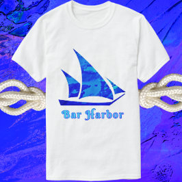 Bar Harbour Maine Blauwe Waterverf Zeilboot T-shirt
