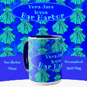 Bar Harbour Maine Bold Blue Scallop Shell met naam Mok