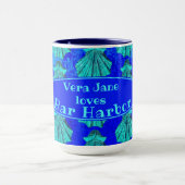 Bar Harbour Maine Bold Blue Scallop Shell met naam Mok (Midden)