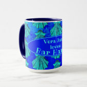 Bar Harbour Maine Bold Blue Scallop Shell met naam Mok (Voorkant links)