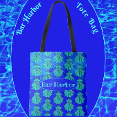 Bar Harbour Maine Bold Blue Scallop Shell Tote Bag