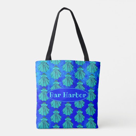 Bar Harbour Maine Bold Blue Scallop Shell Tote Bag (Achterkant)