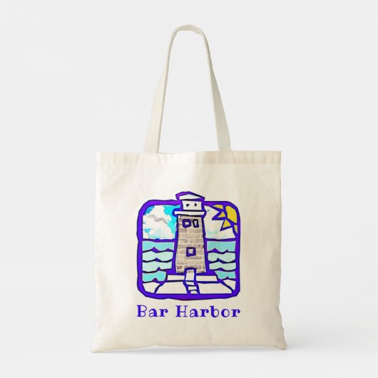 Bar Harbour Maine Lighthouse and Ocean Waves Bag Tote Bag (Achterkant)