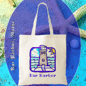 Bar Harbour Maine Lighthouse and Ocean Waves Bag Tote Bag