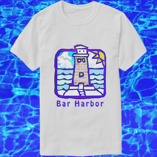 Bar Harbour Maine Lighthouse Ocean Waves Shirt