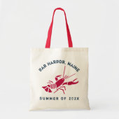 Bar Harbour, Maine Lobster Custom Year Souvenir Tote Bag (Voorkant)
