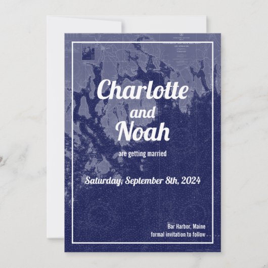 Bar Harbour Maine  Map opslaan Datum huwelijk Kaart (Voorkant)