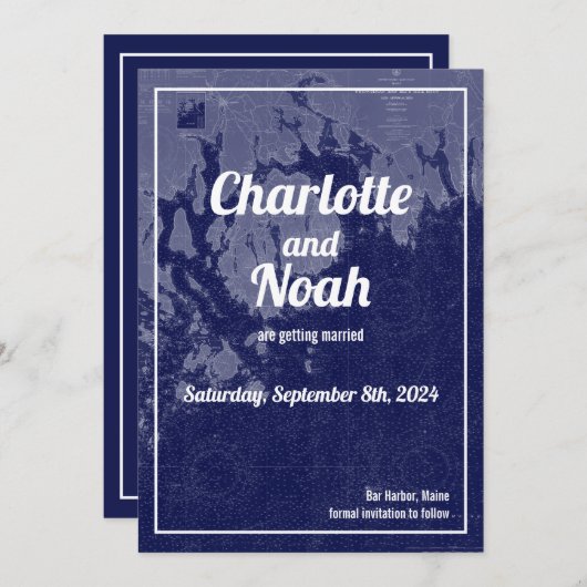 Bar Harbour Maine  Map opslaan Datum huwelijk Kaart (Voorkant / Achterkant)
