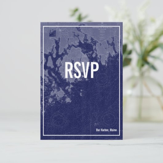 Bar Harbour Maine  Map Wedding RSVP Kaart (Staand voorkant)