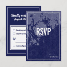 Bar Harbour Maine  Map Wedding RSVP Kaart
