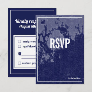 Bar Harbour Maine Map Wedding RSVP Kaart