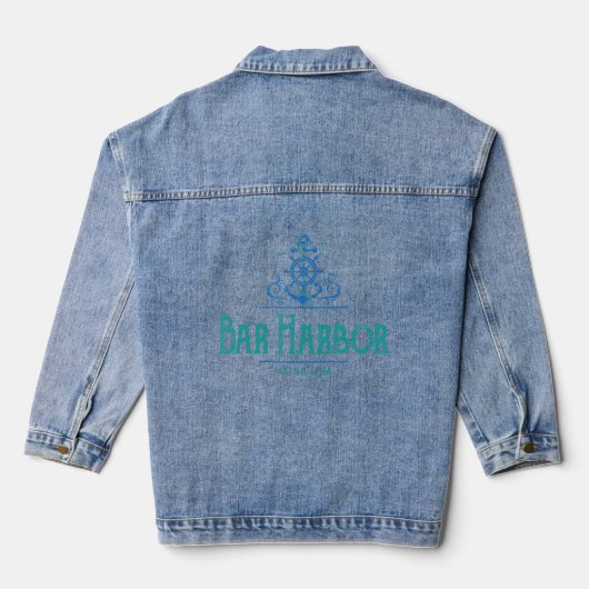 Bar Harbour Maine nautisch ontwerp Denim Jacket (Achterkant)