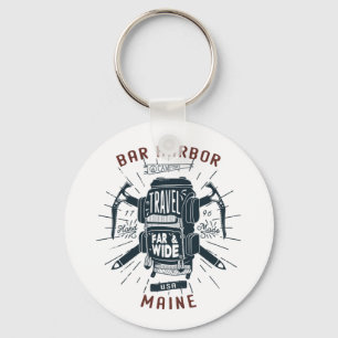 Bar Harbour Maine-rugzak voor tandwielretro Sleutelhanger