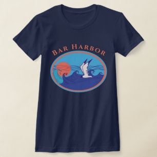 Bar Harbour Maine Seagull Ocean Waves en Sun T-shirt