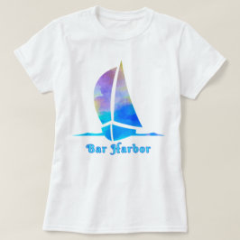 Bar Harbour Maine Waterverf Ocean Sailboat T-shirt