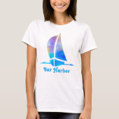 Bar Harbour Maine Waterverf Ocean Sailboat T-shirt (Voorkant)