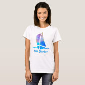 Bar Harbour Maine Waterverf Ocean Sailboat T-shirt (Voorkant volledig)