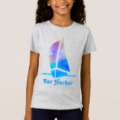 Bar Harbour Maine Waterverf Sailboat T-shirt (Voorkant)