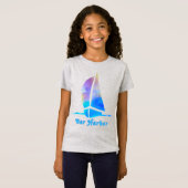 Bar Harbour Maine Waterverf Sailboat T-shirt (Voorkant volledig)