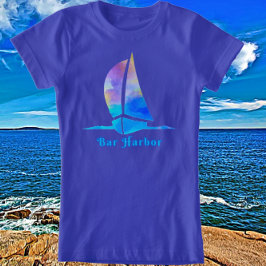 Bar Harbour Maine Waterverf Sailboat T-shirt