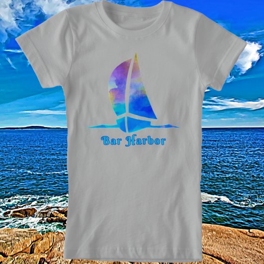 Bar Harbour Maine Waterverf Sailboat T-shirt