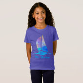 Bar Harbour Maine Waterverf Sailboat T-shirt (Voorkant volledig)