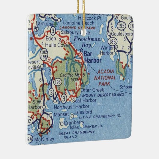 Bar Harbour ME  Map Keramisch Ornament (Rechts)