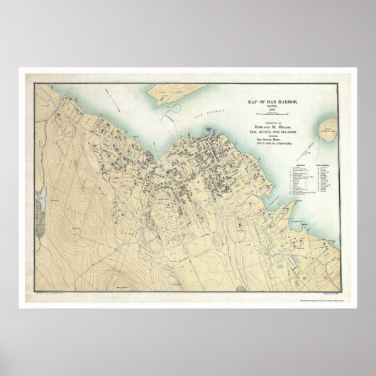 Bar Harbour, ME Plan Map 1896 Poster (Voorkant)