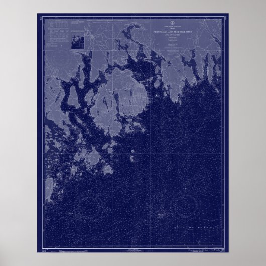 Bar Harbour Mount Desert ME Map Nautical Chart Art Poster (Voorkant)